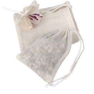 Reusable <b>Recyclable</b> Organic Cotton Muslin Bath Tea <b>Bags</b> for Loose Tea Food Grade - Product Image 1