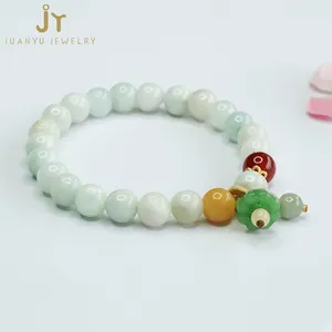 Lotus Shape Natural Stone Green Jade Bracelets Fashion Jewelry Burma Jadeite Beads Bracelets Myanmar Jade Beads Bracelets