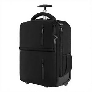 Mochila Escolar de Negocios Impermeable de Poliéster con Diseño Geométrico Personalizado, Cierre de Cremallera USB, Ruedas Giratorias Negras, 20-35L - Product Image 3