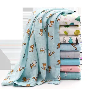 Chăn Quấn Muslin Cho Bé Chăn Tre Trẻ Sơ Sinh 100% Cotton Hữu Cơ Mềm Giá Cả Hợp Lý Nhà Sản Xuất Trung Quốc Bán Buôn 120 Cm