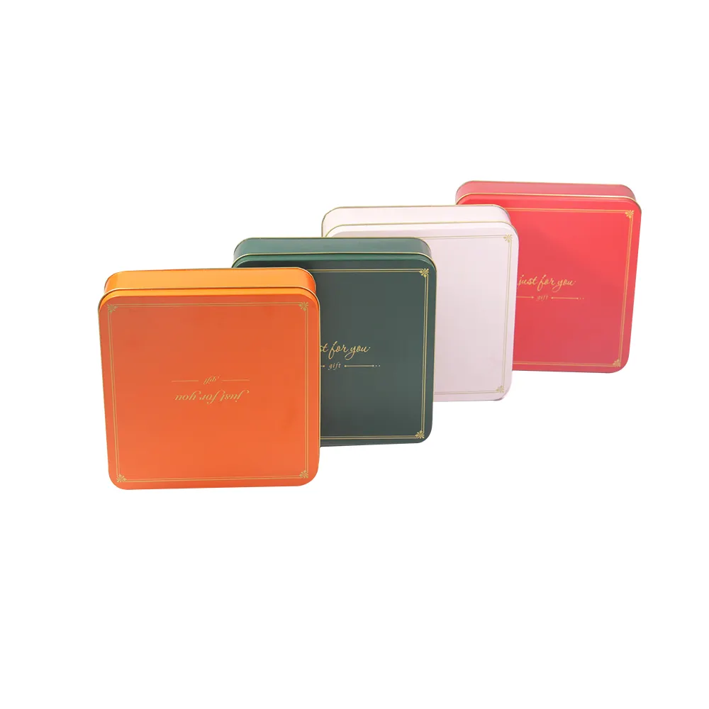 Competitive Multi Colored Container Food Grade Storage Metal Tin Box Square Metal Cookie Tin Can Luxury Gift Decor Packaging