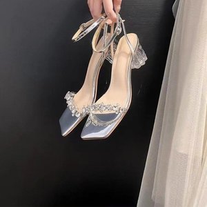 Cialisa Wholesale Summer Open-Toed Slippers New Design Rhinestone Women Shoes Elegant High Heel Slippers for Women - Product Image 3