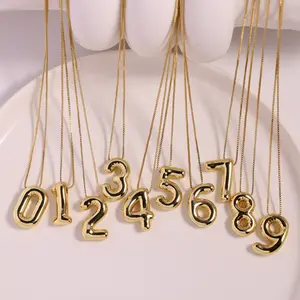 fashion new copper alloy gold plated bubble balloon puffy number one two three four five six seven necklace jewelry for women