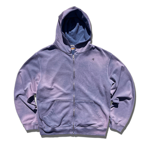 OEM Sudadera con capucha Wash Sun Fade 100% algodón Vintage Street Style Hombres de gran tamaño Brown Acid Wash Zip up Hoodie - Product Image 3