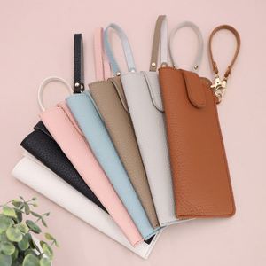 Portable <b>Sunglasses</b> Pouch with with Wrist Strap Promotional Pu Leather <b>Sunglasses</b> Case Eyeglasses Pouch with Keychain Hook - Product Image 3