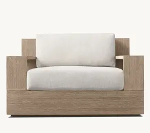 MARBELLA, muebles de teca para exteriores, sofá individual de estilo americano, silla otomana de Hotel Woden, silla de salón giratoria de teca de madera maciza para jardín