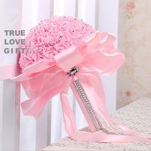 <span class=keywords><strong>Pas</strong></span> <span class=keywords><strong>cher</strong></span> prix rose artificielle fleur de <span class=keywords><strong>mariée</strong></span> demoiselle d'honneur <span class=keywords><strong>bouquet</strong></span> ruban fait main de mariage mousse fleur <span class=keywords><strong>bouquet</strong></span> - Product Image 2