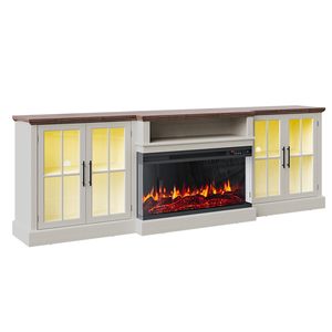 Mueble de TV Blanco SENYU, Moderno y Lujoso, con Chimenea Eléctrica LED, Mueble para Sala de Estar con Control Remoto, Decoración - Product Image 6