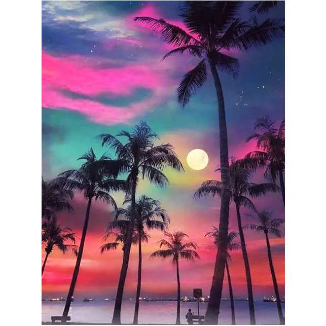 5D DIY Diamond Painting Full Square/Round Drill Dreamy Landscape Embroidery Cross Stitch Sunset Scenery Tree 5D Home Decor Gift