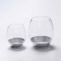 Vente en gros vase de table en verre diamètre 7 ", hauteur 7.7" oeuf transparent pot ovale jardinière florale terrarium pour mariage événement décoration intérieure