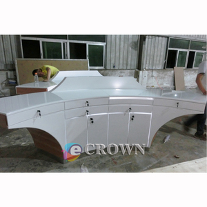 Showcase Cashier Luxury <strong>Store</strong> <strong>Swiss</strong> Curved Design Table Wooden Desk With Straight Leg Reception Creative Stand Design OEM - Product Image 4