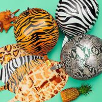Balon Pola Leopard Zebra Harimau Jerapah Ular untuk Dekorasi Pesta Tema Safari Hutan 22 Inch Balon Foil 4D Motif Hewan