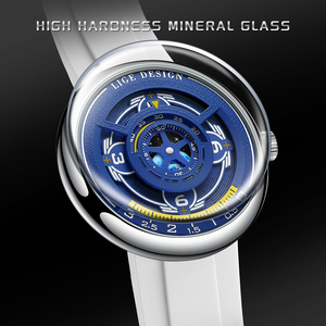 <span class=keywords><strong>Montre</strong></span> LIGE LG89285 Créativité pour Homme, <span class=keywords><strong>Cadran</strong></span> 44mm Sans Aiguilles, Silicone Bleu, Terre Rotative, Étanche, Aiguilles Lumineuses + Boîte Cadeau - Product Image 3
