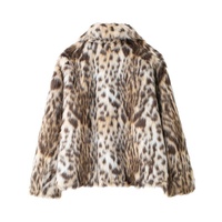 Veste Courte Zeyu Tendance pour Femme en Fausse Fourrure Peluche Motif Léopard Col Montant Coupe Ample Imprimé Animal pour Soirée et Hiver