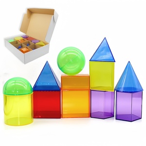 Kit d'apprentissage des formes géométriques en plastique transparent pour enfants, aide pédagogique en mathématiques, blocs solides 3D, manipulatives transparentes pour la salle de classe - Product Image 2