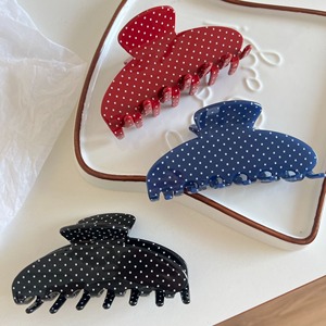 Pháp Retro Polka Dot vuốt tóc lớn Acetate cá mập Clip đỏ xanh đen updo Clip Instagram Phụ kiện tóc thời trang - Product Image 4