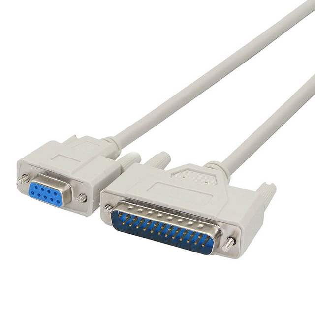 DB9 DB25 Conversion Cable RS232 Female DB25 Male Null Modem Serial Parallel PVC Braid Shielding DTE PC/Mac/Linux Stock