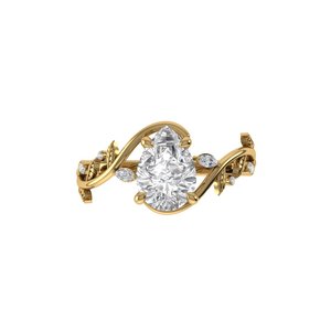 Romantic Pear Cut Lab Grown <b>Diamond</b> <b>Ring</b> 925 Silver 9kt, 14kt, 18kt Gold <b>Diamond</b> <b>Rings</b> for Women's Engagement <b>Ring</b> - Product Image 4