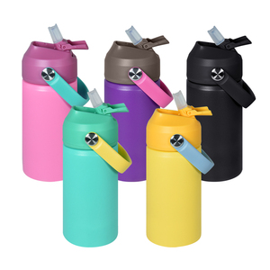 Borraccia Termica in Acciaio Inox Certificata LFGB, Senza BPA, 12oz, con Tappo Ribaltabile e Cannuccia in Plastica, per Bambini 6-12 Anni - Product Image 1