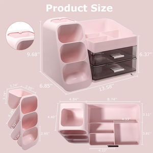 Kotak penyimpan alat rias wajah, meja rias dengan tempat kuas untuk Semir kuku, Lipstik, perhiasan parfum - Product Image 3