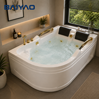 Baignoire hydromassante moderne en acrylique, 8 jets de bain à remous, BAIYAO 6003, baignoire spa rectangulaire, 2 personnes, 1800x1200mm, utilisation hôtelière, personnalisable
