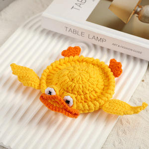 Serviette de cuisine amusante en laine tricotée à la main avec motif de poulet <span class=keywords><strong>Gogogo</strong></span> de dessin animé, dessous de tasse tricoté, tissage artisanal, vente en gros d'usine - Product Image 6