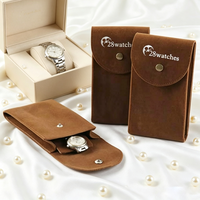 Pochette de montre en velours imprimée avec logo personnalisé, pochette à rabat en daim avec bouton-pression, rangement de luxe protecteur pour montres-bracelets et bijoux
