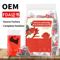 Sachets de thé OEM ODM Roselle, Mûre et Rose 150g (5x30 sachets) – Embellit la peau, nourrit l'apparence, améliore l'humeur – Infusion à l'eau chaude ou froide