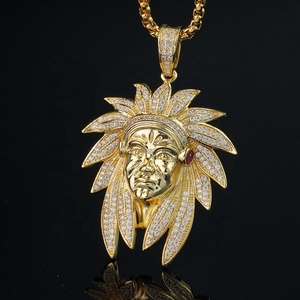 Pendentifs en diamant CZ, breloques de style indien, colliers couleur or, bijoux hip-hop, fabrication en usine - Product Image 2