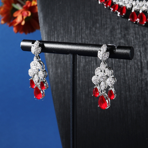 18883 4PCS Wedding Accessories Full Zircon <strong>Jewellery</strong> <strong>Sets</strong> for Women Luxury Dubai <strong>Pink</strong> Color CZ Bridal Jewelry Necklace <strong>Set</strong> - Product Image 3