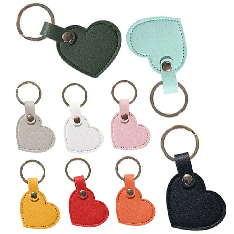 Chaveiro em couro PU em forma de coração para carros, acessório de chaveiro com pingente de coração fofo para carros, chaveiro fashion com amor e pêssego