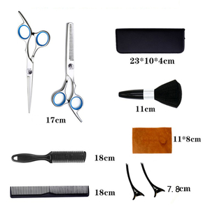 Juego de Tijeras de Peluquería Profesional de 11 Piezas, Personalizable, Color Plateado-Azul, Negro-Dorado, para Salón de Belleza o Uso Doméstico, Envío Rápido - Product Image 4