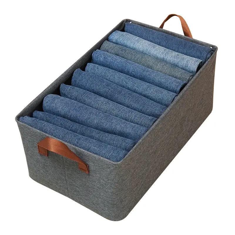 Collapsible Clothes Organizer For Jeans Washable Fabric Closet Storage Box Drawers Foldable Clothing Storage Bins With Handle