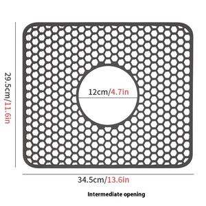 Open Hole Honeycomb 13.6 X 11.6 Inch <b>Silicone</b> Kitchen Sink <b>Mat</b> Dishwashing Dishwashing Hollow Bottom Anti-Scratch Anti-Slip - Product Image 1