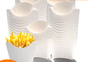 Caja de patatas fritas de un solo uso con empaque integrado sin pliegues para pollo frito, nuggets de pollo y palomitas de maíz, ideal para entrega a domicilio. - Product Image 3