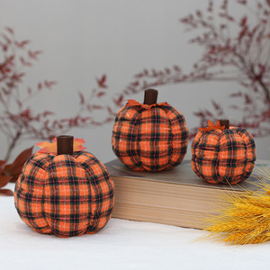 Decoraciones de Calabaza de Tela a Cuadros para Acción de Gracias, Adornos de 4 y 6 Pulgadas para el Festival de la Cosecha - Product Image 3