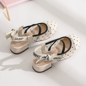 <span class=keywords><strong>Sandales</strong></span> pour filles de style coréen à pois tendance pour l'été, chaussures de princesse pour petites filles, chaussures à gros orteils - Product Image 2