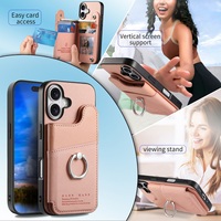 Casing dompet magnetik kulit PU kualitas tinggi dengan Rrid Blocking untuk iPhone 17 casing penutup ponsel dengan sandaran cincin lipat