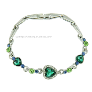 New Heart of the Ocean Love Heart Colored Rhinestone Ladies Girlfriend <b>Bracelet</b> - Product Image 1
