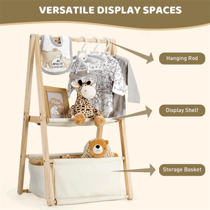 Armadio Portaoggetti in Legno <span class=keywords><strong>per</strong></span> Neonati, Espositore <span class=keywords><strong>per</strong></span> Abbigliamento da Neonato, Ideale <span class=keywords><strong>per</strong></span> Baby Shower e <span class=keywords><strong>Cameretta</strong></span> - Product Image 3