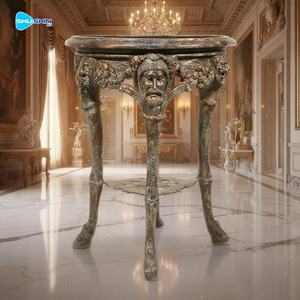 Taburete de Lujo con Cabeza de León de Bronce Europeo, Banco Redondo de Latón Fundido de Estilo Barroco para Decoración de Interiores de Salón Real - Product Image 2