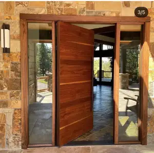 外前门现代玻璃木入口双主木质安全门单法式前门