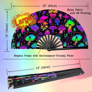 Éventails pliants personnalisés pour festivals, réactifs aux UV, en bambou, pour soirées, avec impression néon - Product Image 2