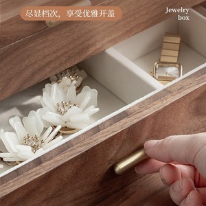 Solid Wood Jewelry <b>Box</b> Multi Layer Large Capacity Ring Necklace Storage <b>Vintage</b> Style Rectangle Plain Design - Product Image 5
