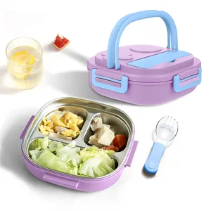 Kids 304 Stainless Steel Bento Box, Leakproof <b>Lunch</b> Box with Built-In Utensils for Toddlers & School, Food Safe - Product Image 5