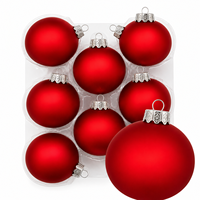 Großhandel Maßgefertigte Rote Weihnachts-Glaskugeln 6/8/10CM mit Silberkappe, Christbaumschmuck, Feiertagsdekoration