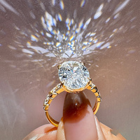 Bagues en diamant pour femmes, ovales, légères et fluides, serties de diamants en forme d'œuf de pigeon, or 18 carats, haut de gamme, certifiés IGI, diamants artificiels