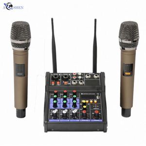 Mini console de mixage audio numérique USB professionnelle 4 canaux avec 2 micros sans fil pour diffusion en direct et chant - Product Image 6