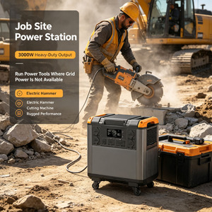 Station d'alimentation portable 3000W UPS tout-en-un avec batterie de secours domestique 5376Wh, couvercle étanche, générateur solaire LiFePO4 avec roues - Product Image 5