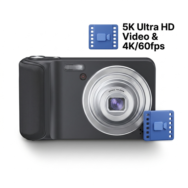 Top Rated 64MP 5K Optical Zoom Camara Digital for Photography and Vlogging Professional Point and Shoot Video Camera